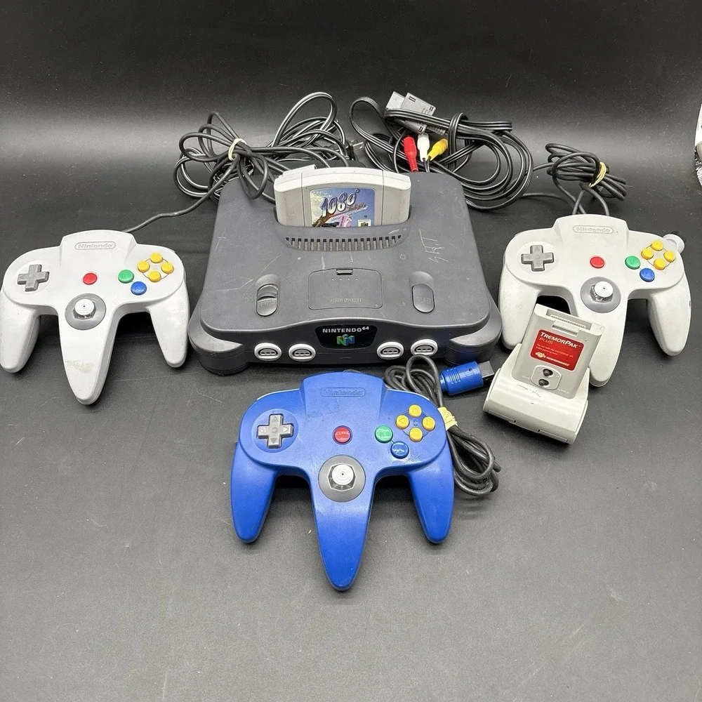Nintendo 64 N64 Bundle - 1080 Snowboarding Game, 3 Controllers, TremorPak Tested